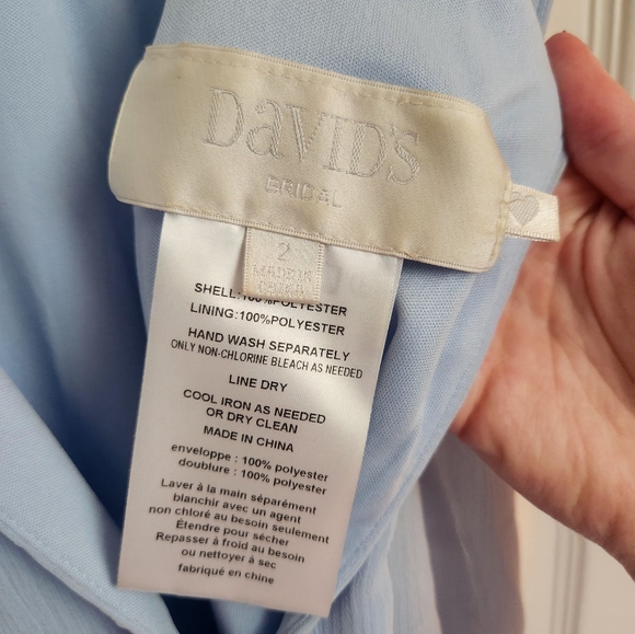 Womens David's Bridal Light Blue Dress~Size 2 - Picture 11 of 16